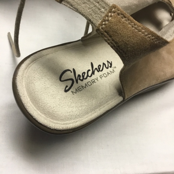 SKETCHERS LACE UP SHOES SIZE 8 MEMORY FOAM TAN SUEDE - Picture 5 of 12
